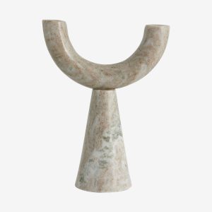 RIF lysestage i marmor - h26,5 cm - lys brun